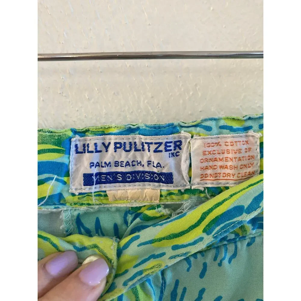 Lilly Pulitzer Inc Vintage 1960s MEN'S DIVISION Lion Cotton Shorts S White Label